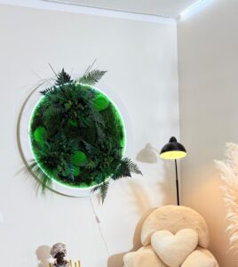 Tablou rotund led cu licheni